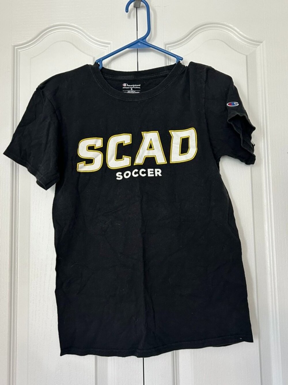 SCAD Soccer Black Graphic T-Shirt | Size Small | Champion